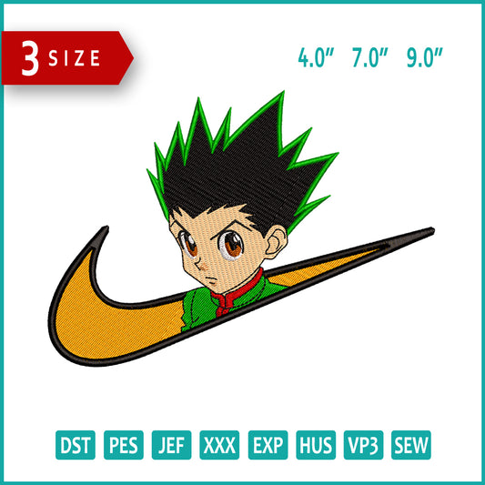 Gon Freecss Swoosh v3 Embroidery Design Files - 3 Size's