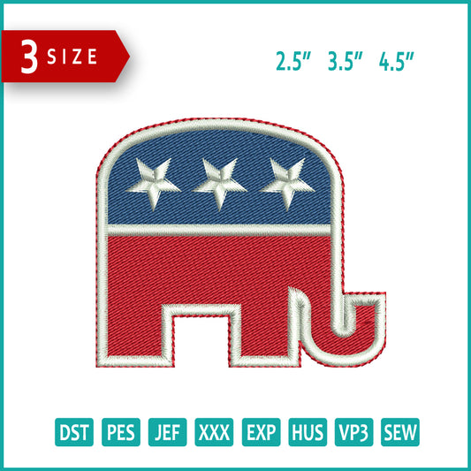 Republican Party (United States) Embroidery Files - 3 Size's