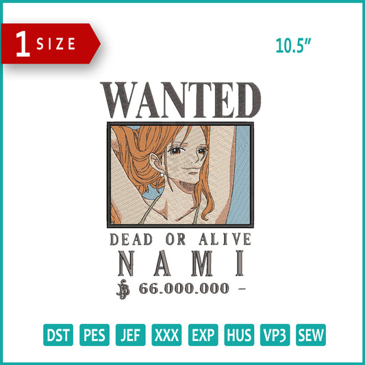 Wanted Dead Or Alive NAMI Embroidery Design Files - 1 Size