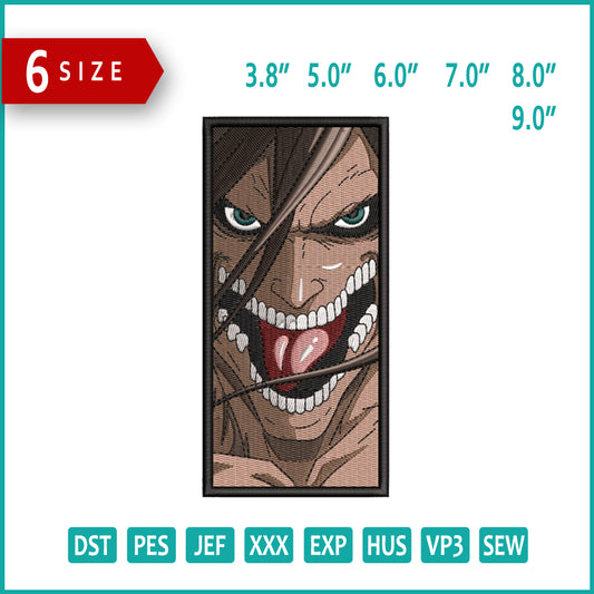 Eren Yeager v3 Embroidery Design Files - 6 Size's