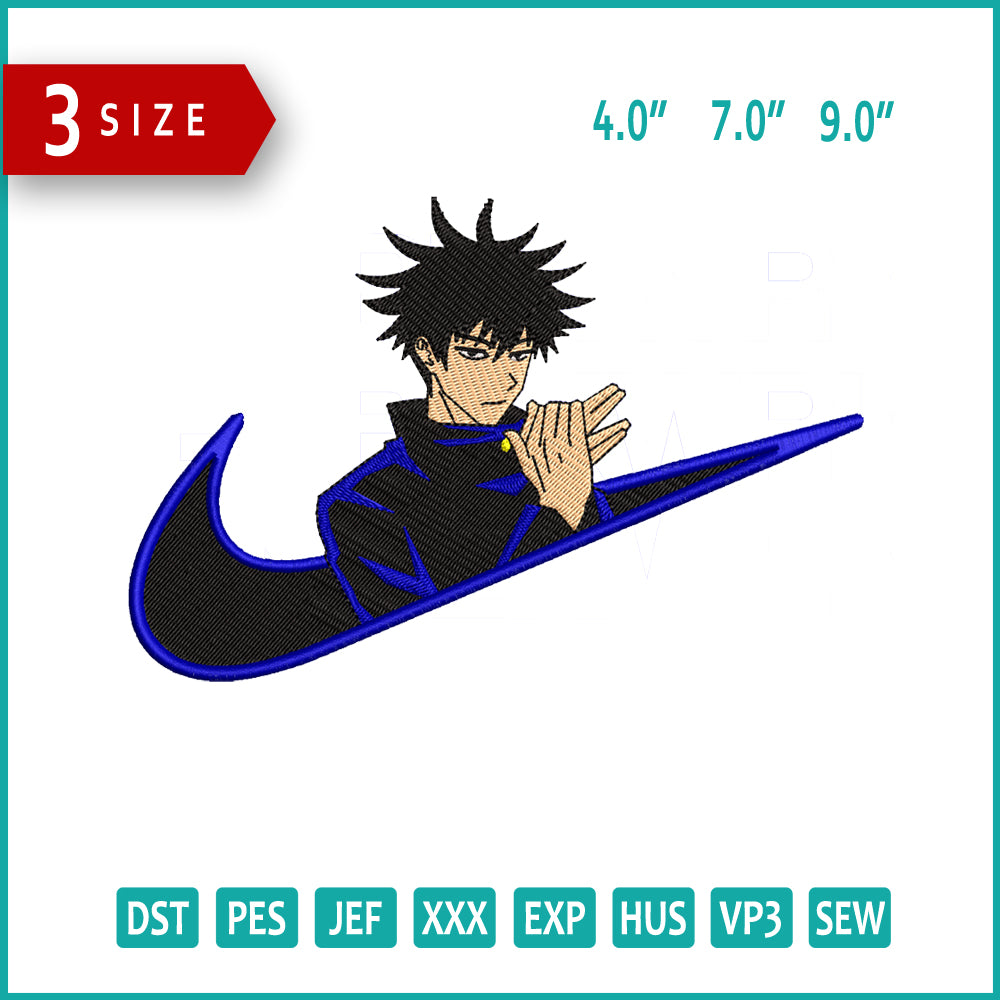 Megumi Fushiguro Swoosh Embroidery Design Files - 3 Size's