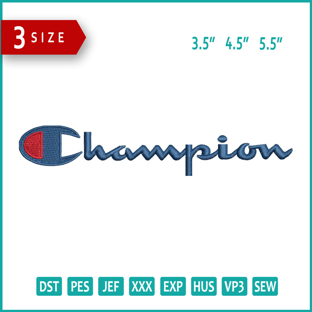 Champion v2 Logo Embroidery Design Files - 3 Size's