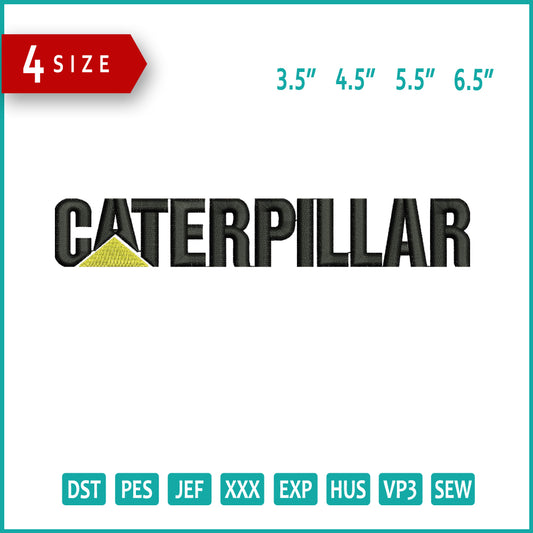 Caterpillar Logo v2 Embroidery Design Files - 4 Size's