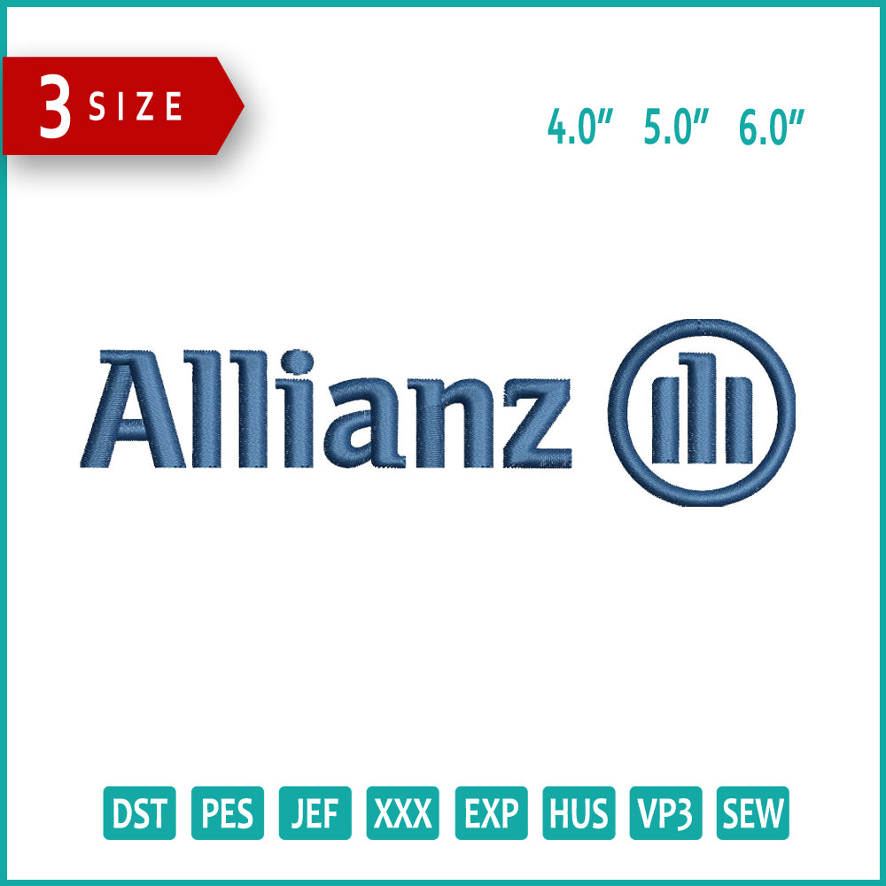 Allianz Logo Embroidery Design Files - 3 Size's