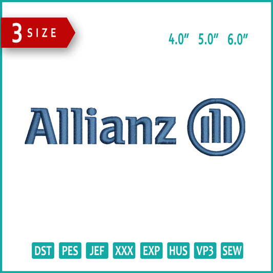 Allianz Logo Embroidery Design Files - 3 Size's