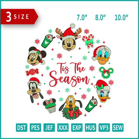 Tis The Season v2 Embroidery Design Files - 3 Size's