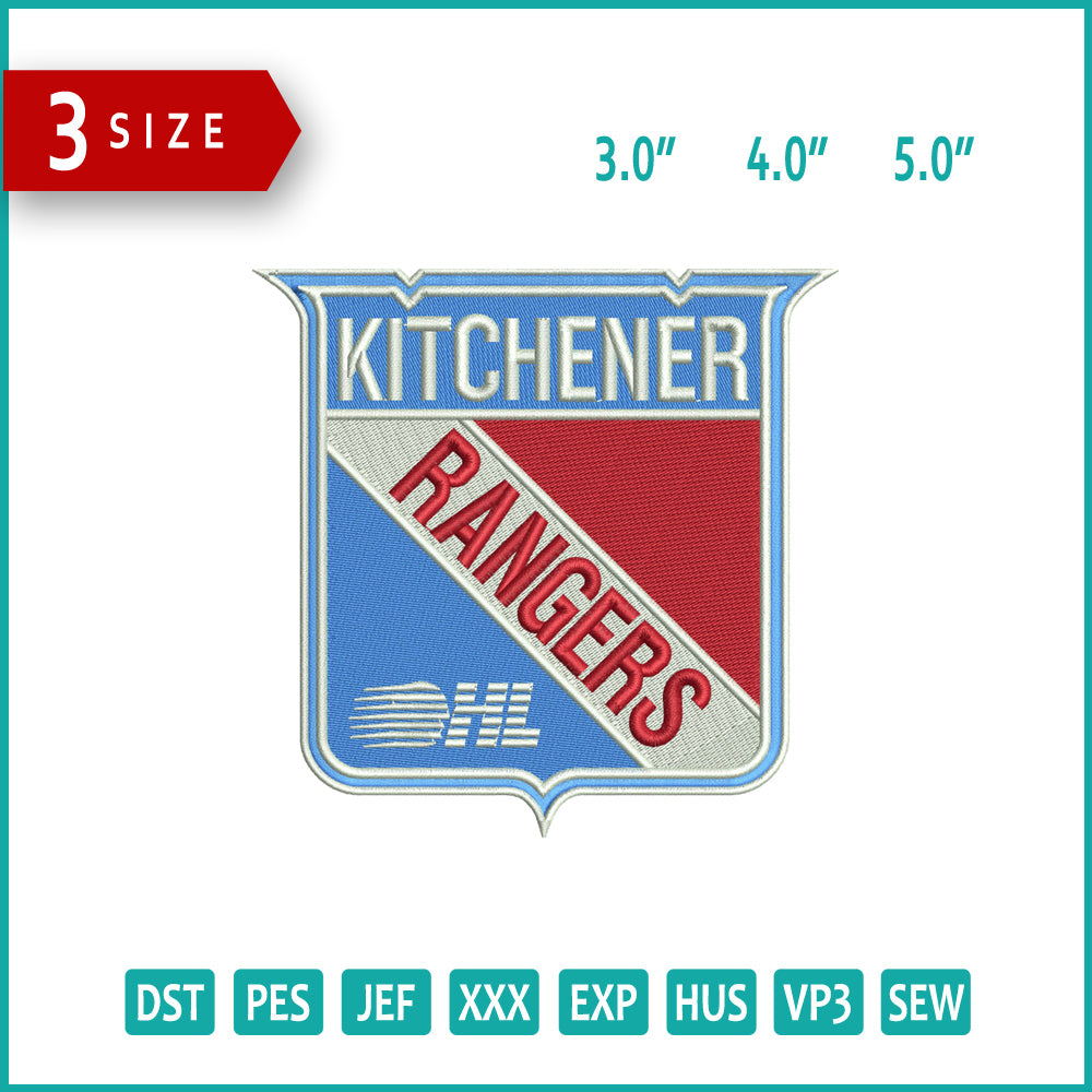 Kitchener Rangers HL Logo Embroidery Design Files - 3 Size's