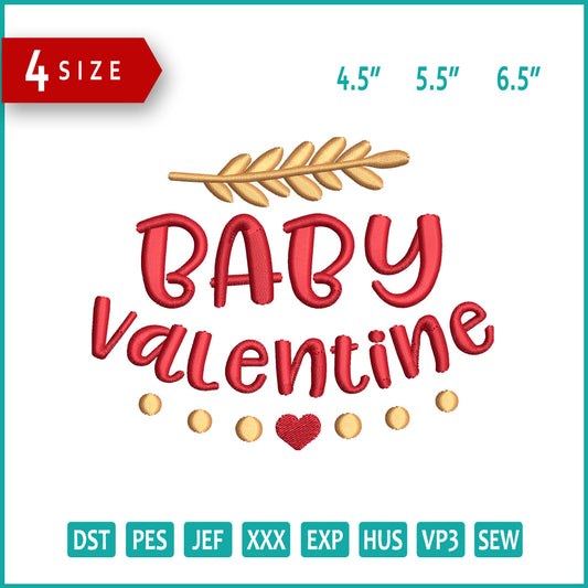 Baby Valentine Embroidery Design Files - 4 Size's