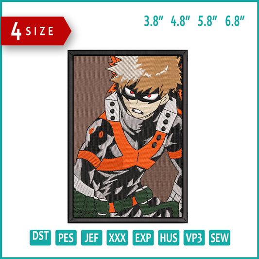 Katsuki Bakugo v2 Embroidery Design Files - 4 Size's