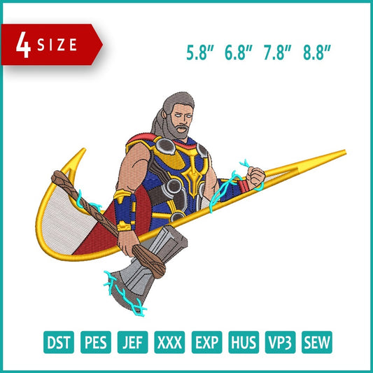 Thor Swoosh v2 Embroidery Design Files -4 Size's