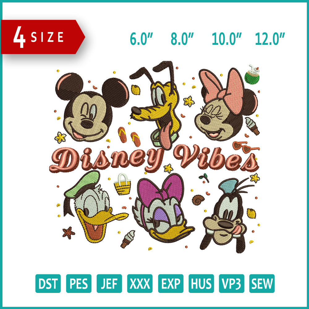 Disney Vibes Embroidery Design Files - 4 Size's
