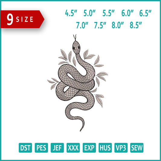 Coiled Serpent Embroidery Design Files - 9 Size's
