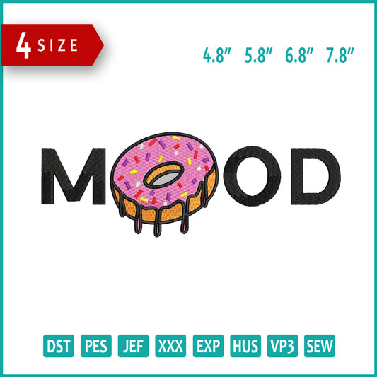 Doughnut Mood Embroidery Design Files - 4 Size's