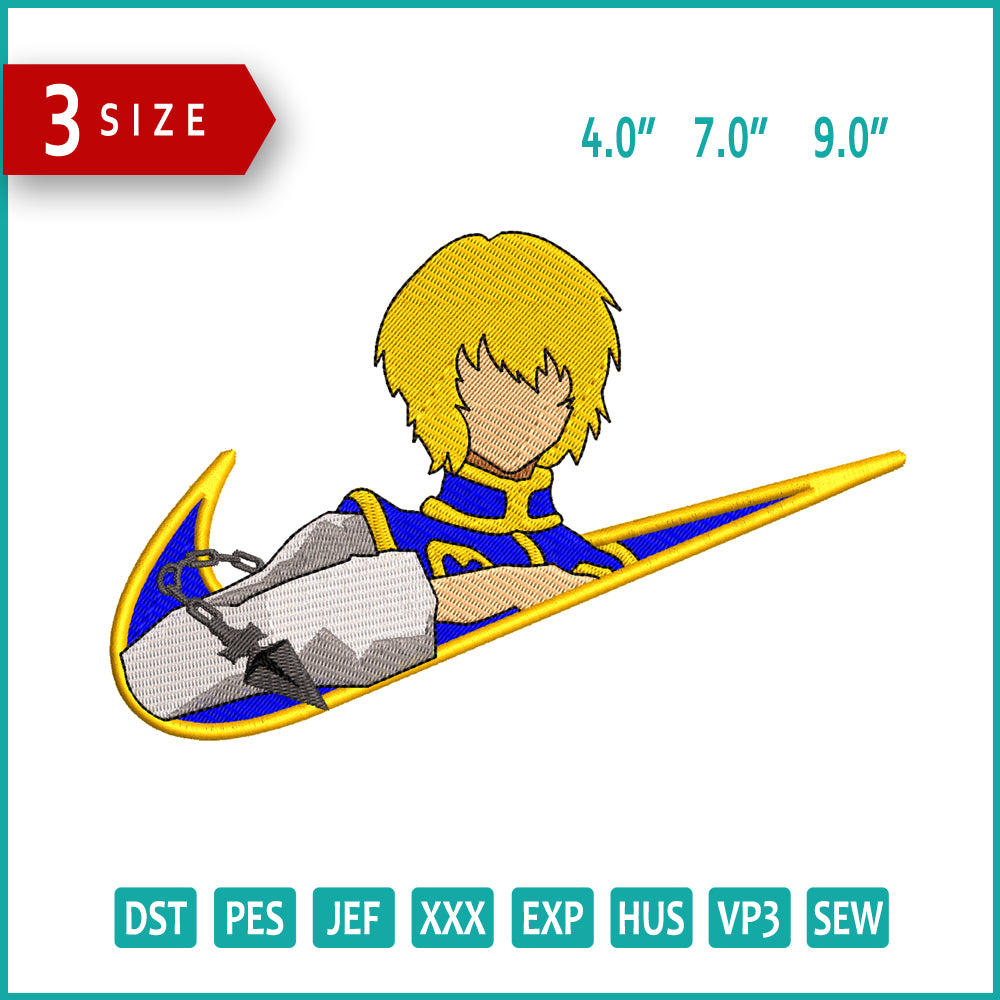Kurapika Swoosh Embroidery Design Files - 3 Size's