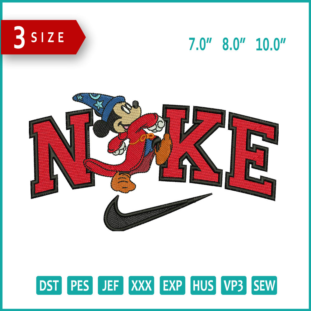 Nike Mickey Mouse Magician v4 Embroidery Design Files - 3 Size's