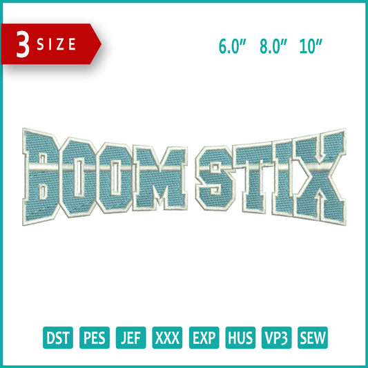 Boom Stix Embroidery Design Files - 3 Size's