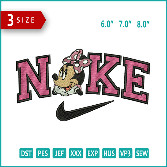 Nike Minnie Mouse v6 Embroidery Design Files - 3 Size's