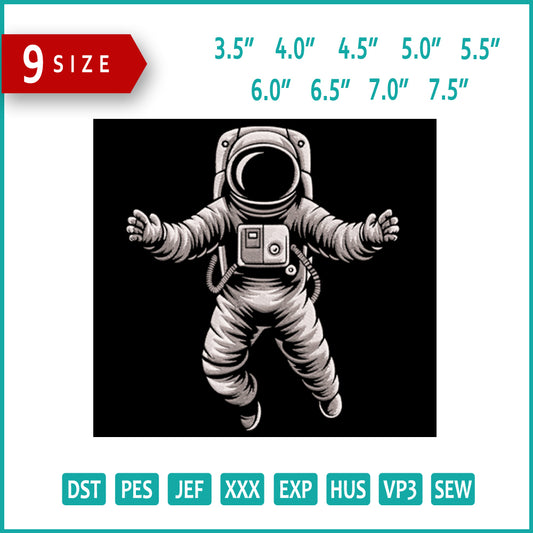Astronaut Embroidery Design Files - 9 Size's