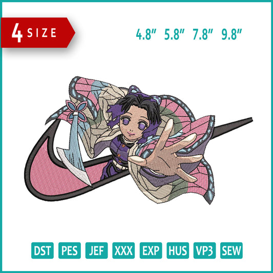 Shinobu Kocho Swoosh v4 Embroidery Design Files - 4 Size's