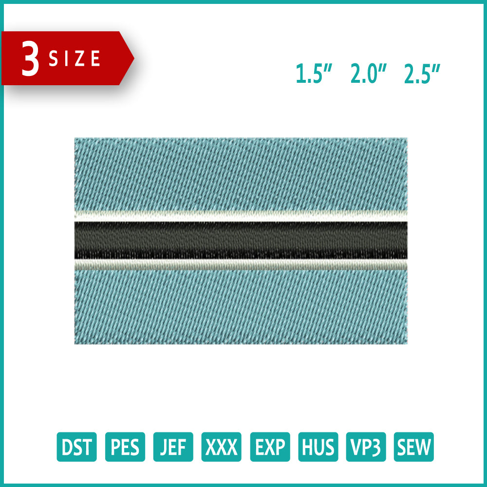 Botswana Flag Embroidery Design Files - 3 Size's