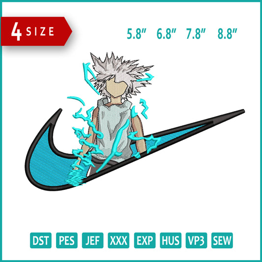 Killua Zoldyck Swoosh v4 Embroidery Design Files - 4 Sizes