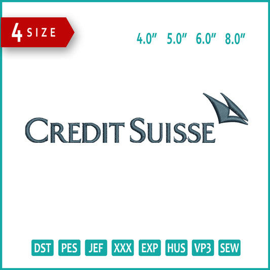 Credit Suisse Logo Embroidery Design Files - 4 Size's