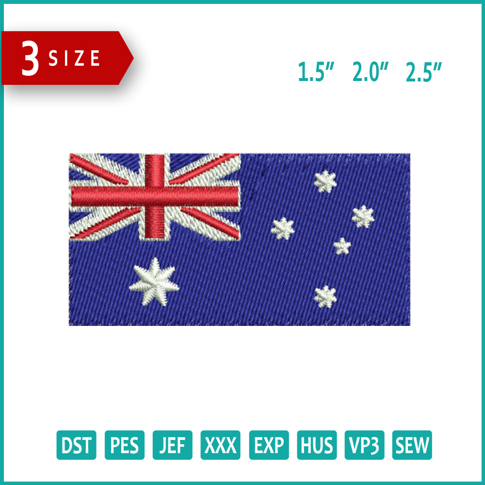 Australia Flag Embroidery Design Files - 3 Size's