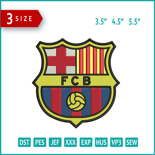 FC Barcelona Logo Embroidery Design Files - 3 Size's