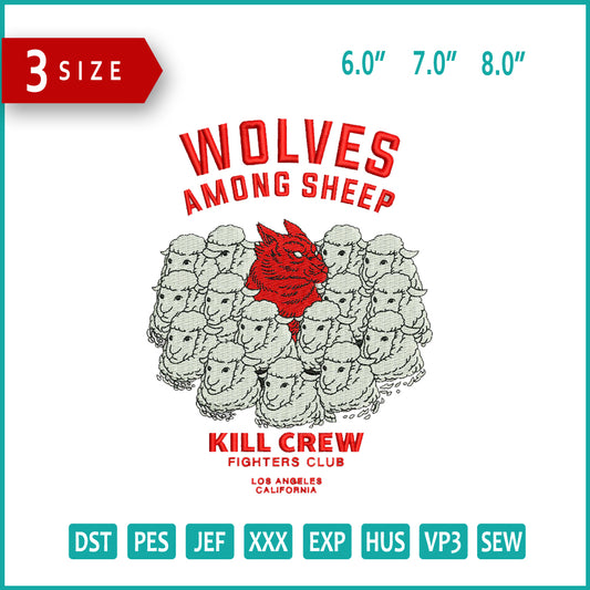 Wolves Among Sheep Embroidery Design Files - 3 Size's
