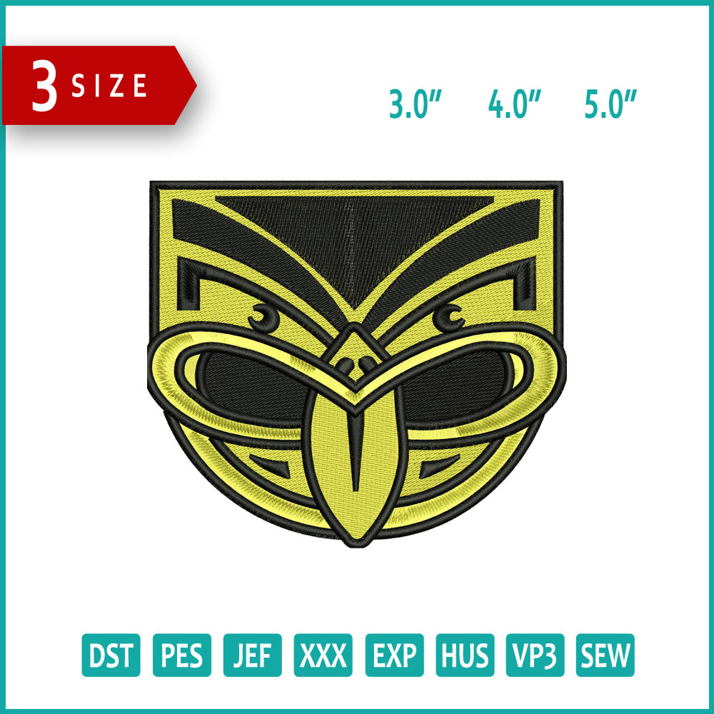 NRL Warriors Logo Embroidery Design Files - 3 Size's