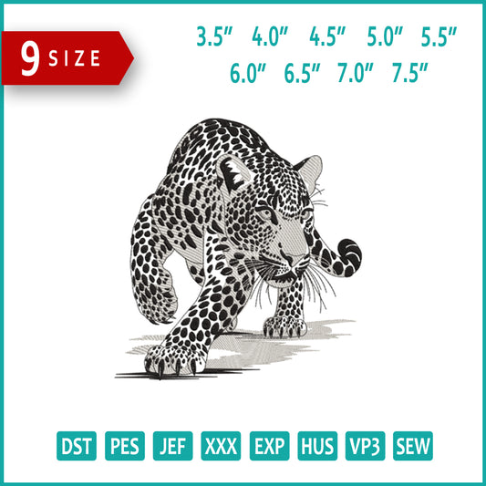 Leopard Embroidery Design Files - 9 Size's