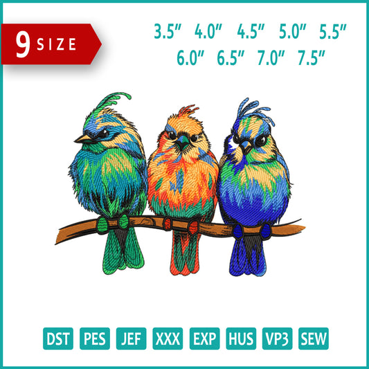 Lovely Birds Embroidery Design Files - 9 Size's