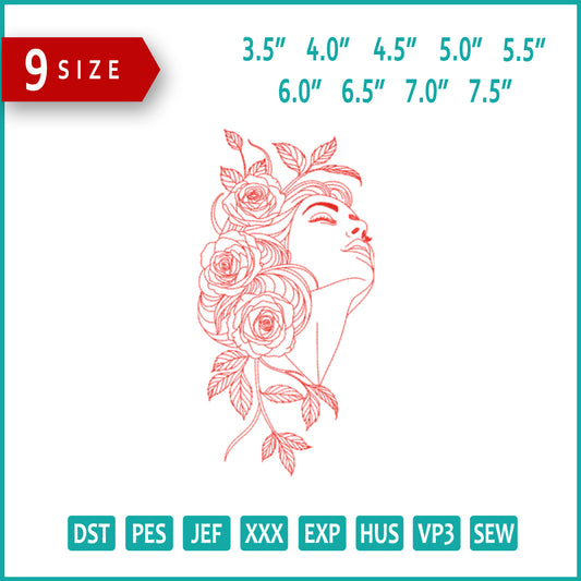 Girl Floral Muse Embroidery Design Files - 9 Size's