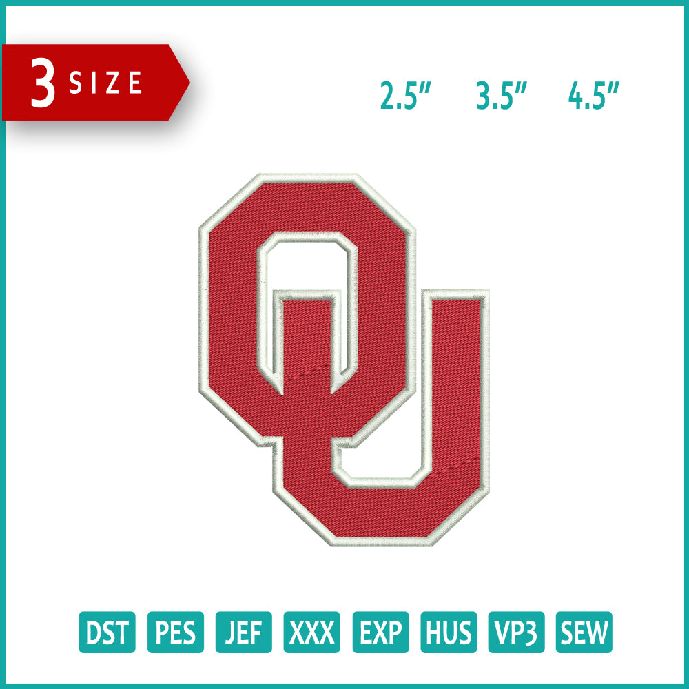 Oklahoma Sooners Logo Embroidery Design Files - 3 Size's