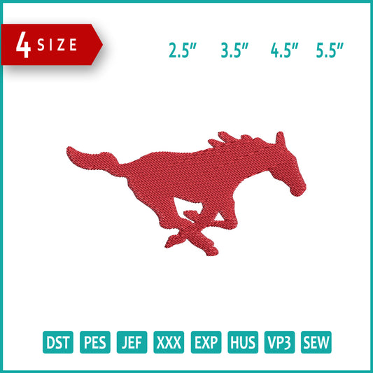 Mustang Horse Logo Embroidery Design Files - 4 Size's