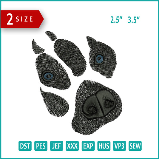 Dog Pow Face Embroidery Files - 2 Size's