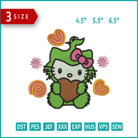 Hello Kitty Grinch Embroidery Design Files - 3 Size's