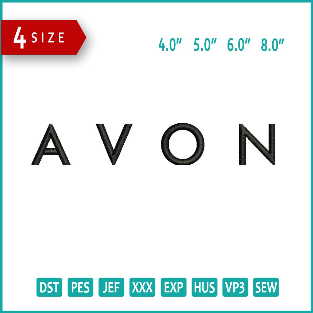 AVON Logo Embroidery Design Files - 4 Size's