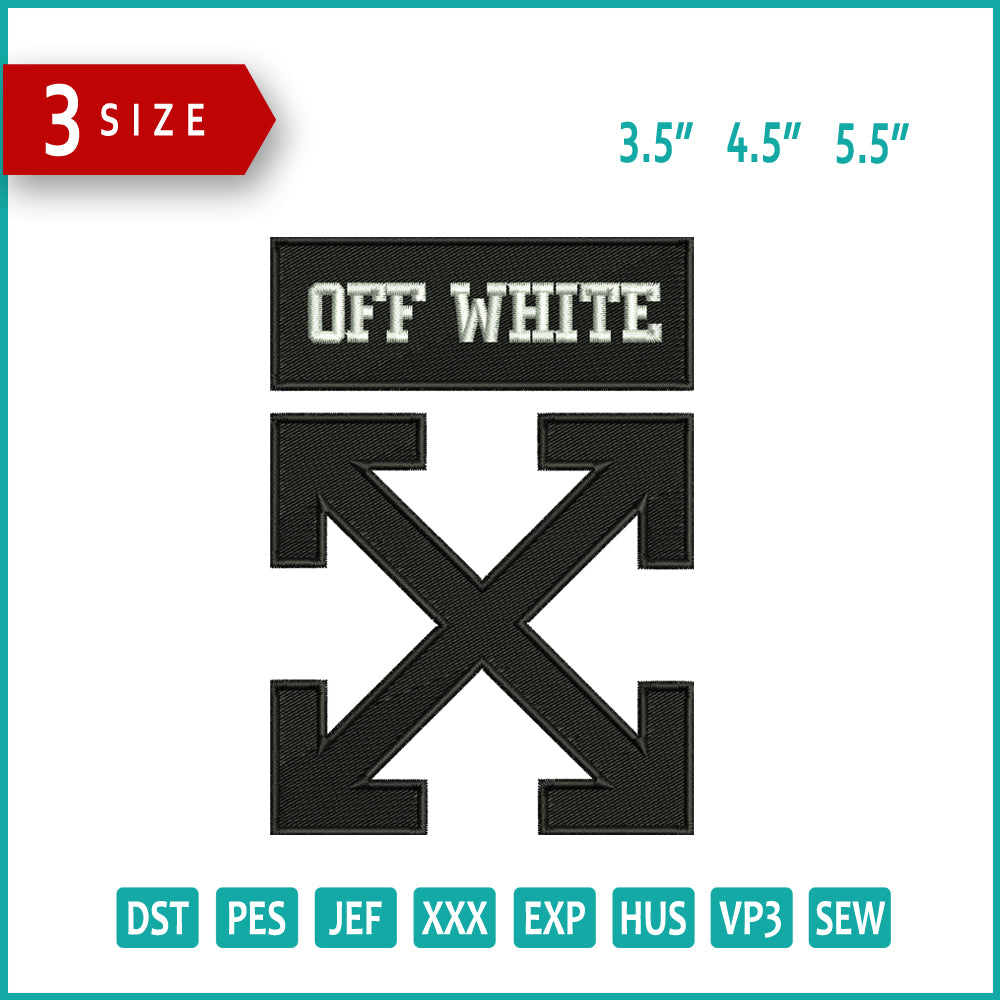 Off White v2 Logo Embroidery Design Files - 3 Size's