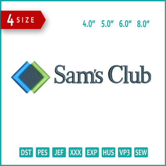 Sams Club Logo Embroidery Design Files - 4 Size's