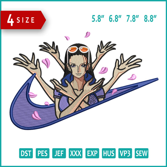 Nico Robin Swoosh v2 Embroidery Design Files - 4 Size's