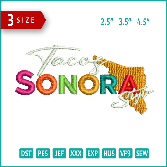 Tacos Sonora Style Embroidery Design Files - 3 Size's