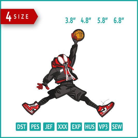 Black Spider Man Basketball Embroidery Design Files - 4 Size's