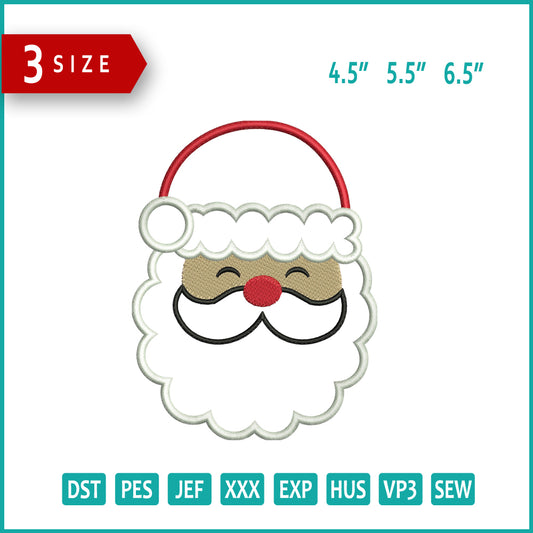 Santa Claus Applique Embroidery Design Files - 3 Size's