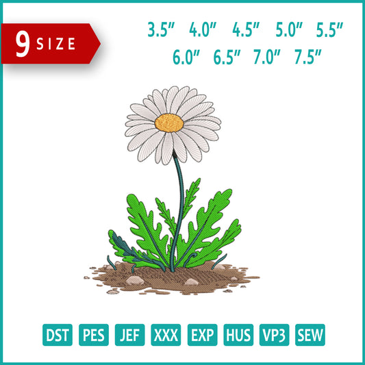 Daisy in Bloom Embroidery Design Files - 9 Size's