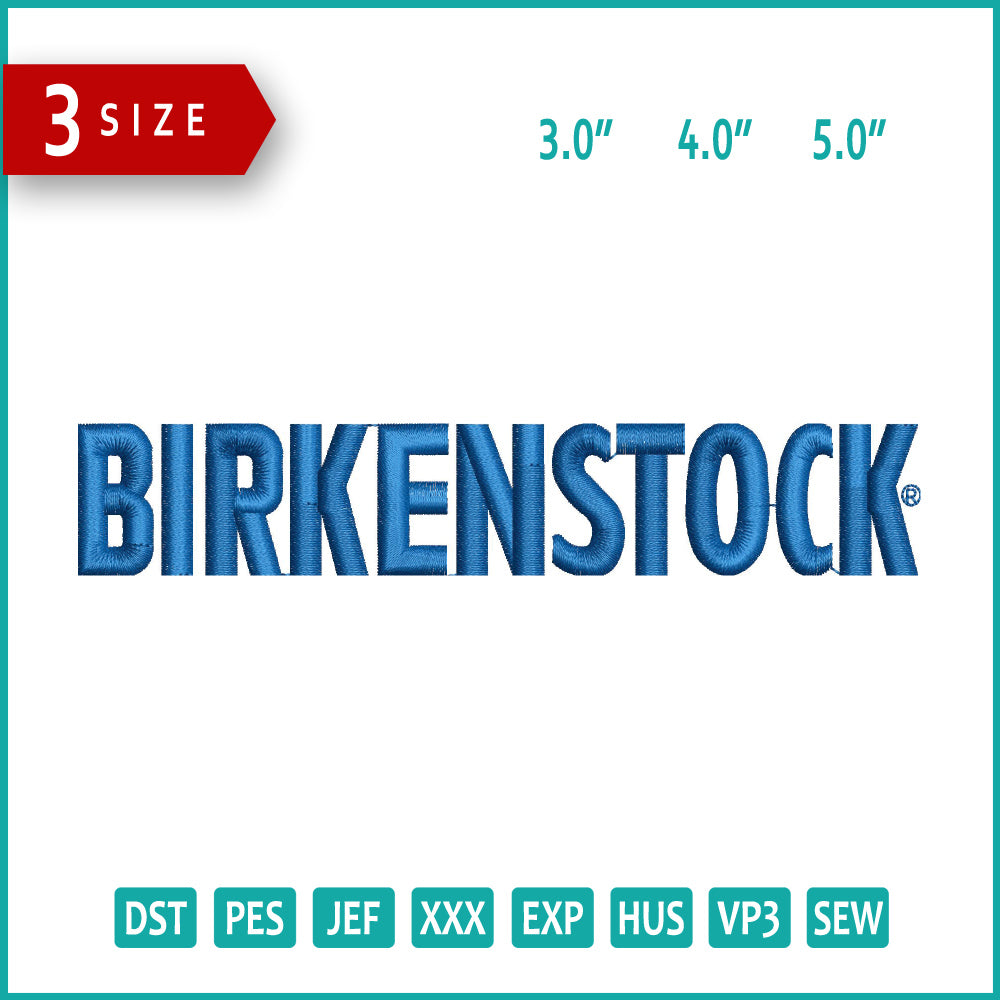 Birkenstock Logo Embroidery Design Files - 3 Size's