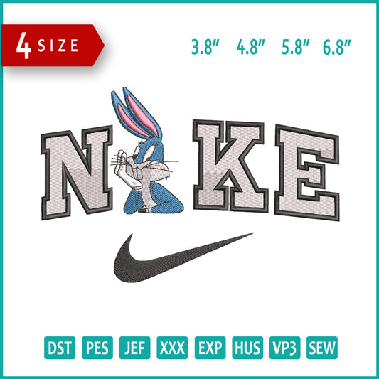 Nike Bugs Bunny v4 Embroidery Design Files - 4 Size's