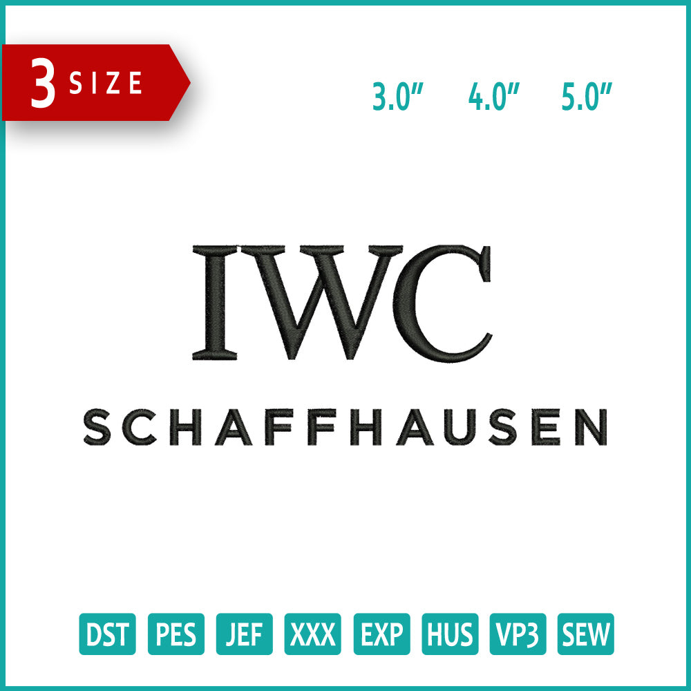 IWC Schaffhausen Logo Embroidery Design Files - 3 Size's
