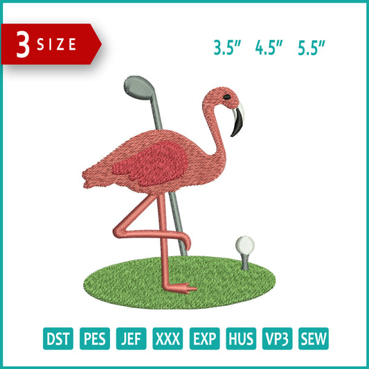 Flamingo Golf Embroidery Files - 3 Size's