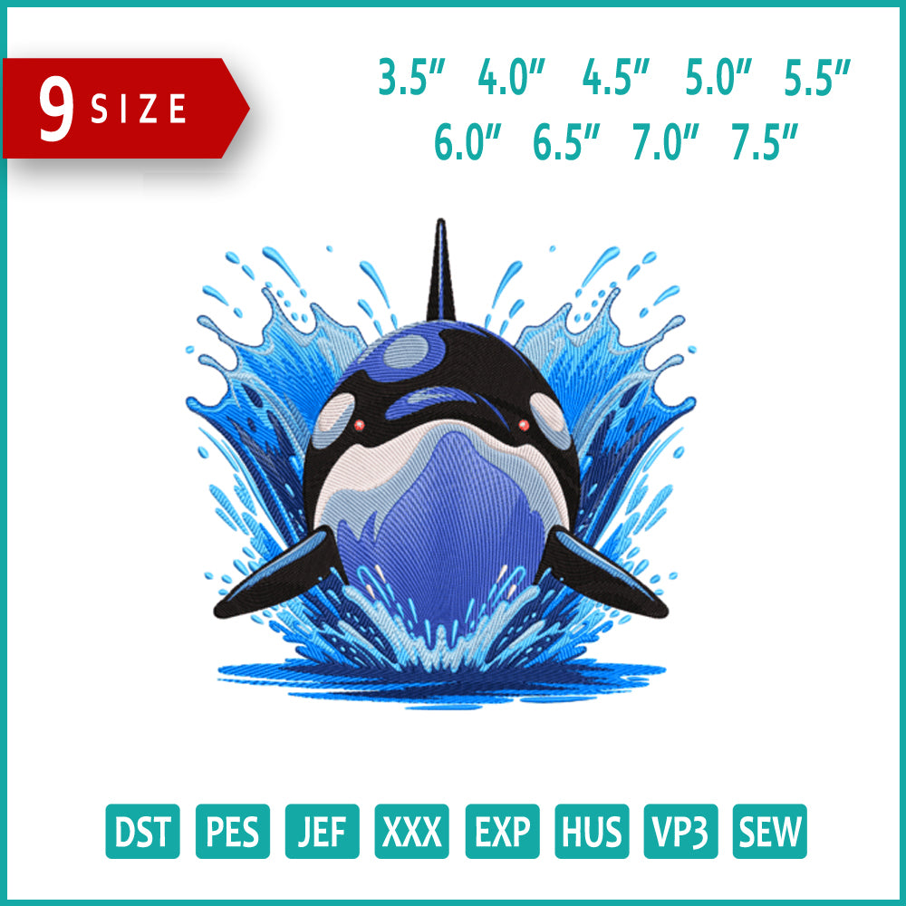 Orca Uprising Embroidery Design Files - 9 Size's